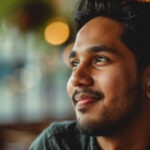 close up excited person portrait