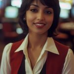 portrait woman playing poker casino